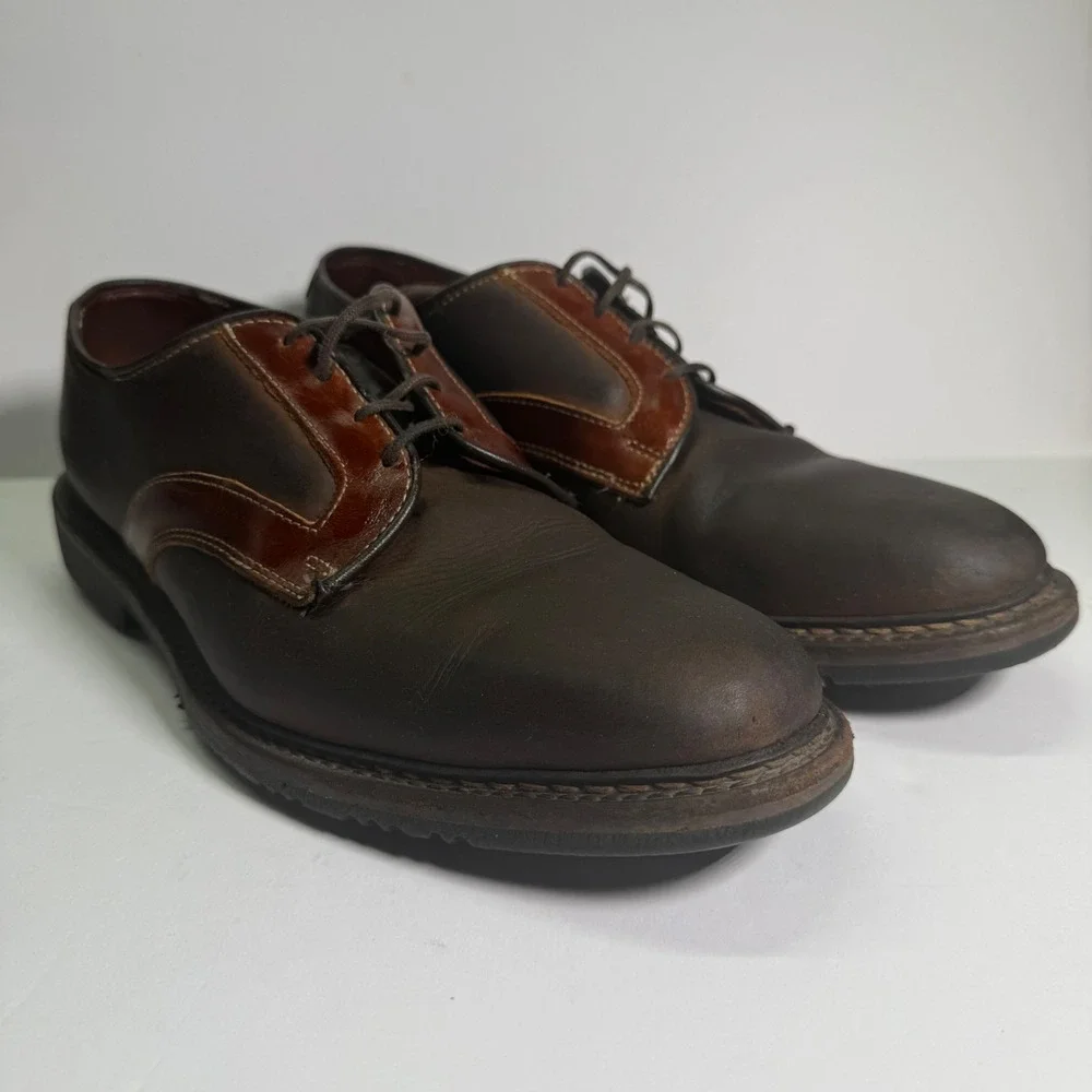 Allen Edmonds Berkshire Derby Shoes Mens 9 B Brown Leather Two Tone USA 4544